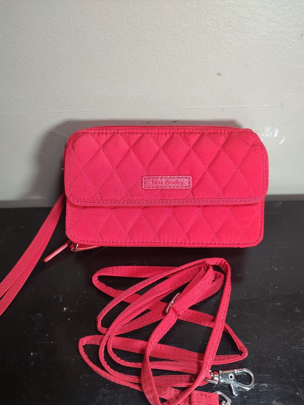 Vera Bradley Quilted Crossbody Wallet - Bright Pink